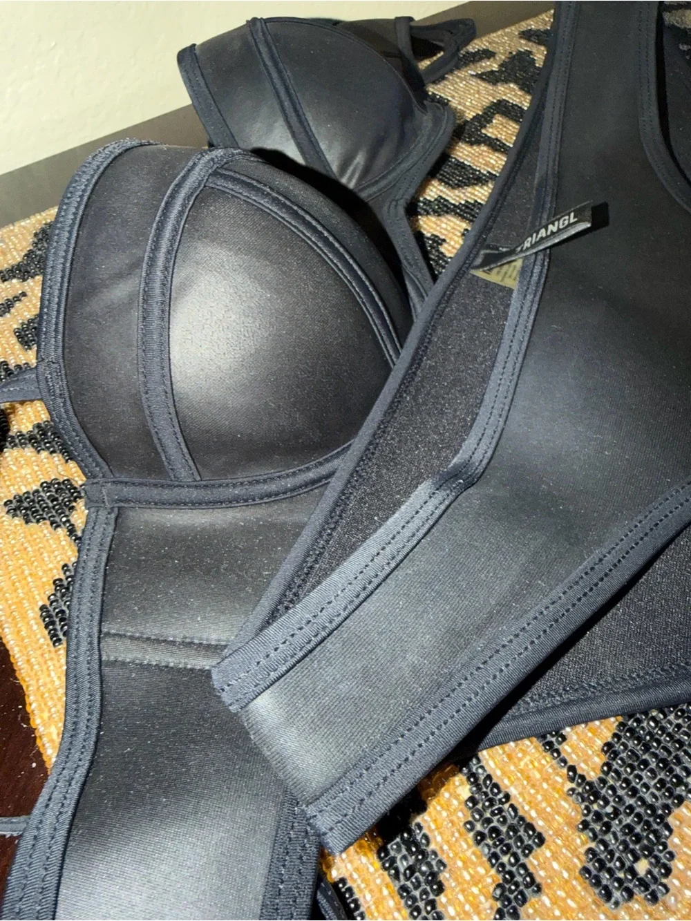Triangl swimwear Black Neoprene Padded Bikini Set